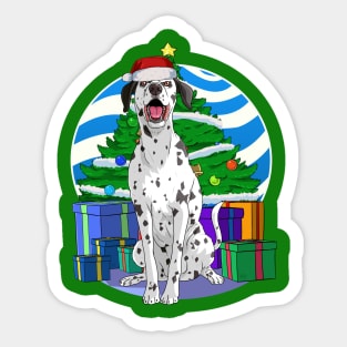 Dalmatian Dog Cute Santa Christmas Gift Sticker